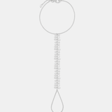 Dew Drops rose cut diamond hand chain in white gold